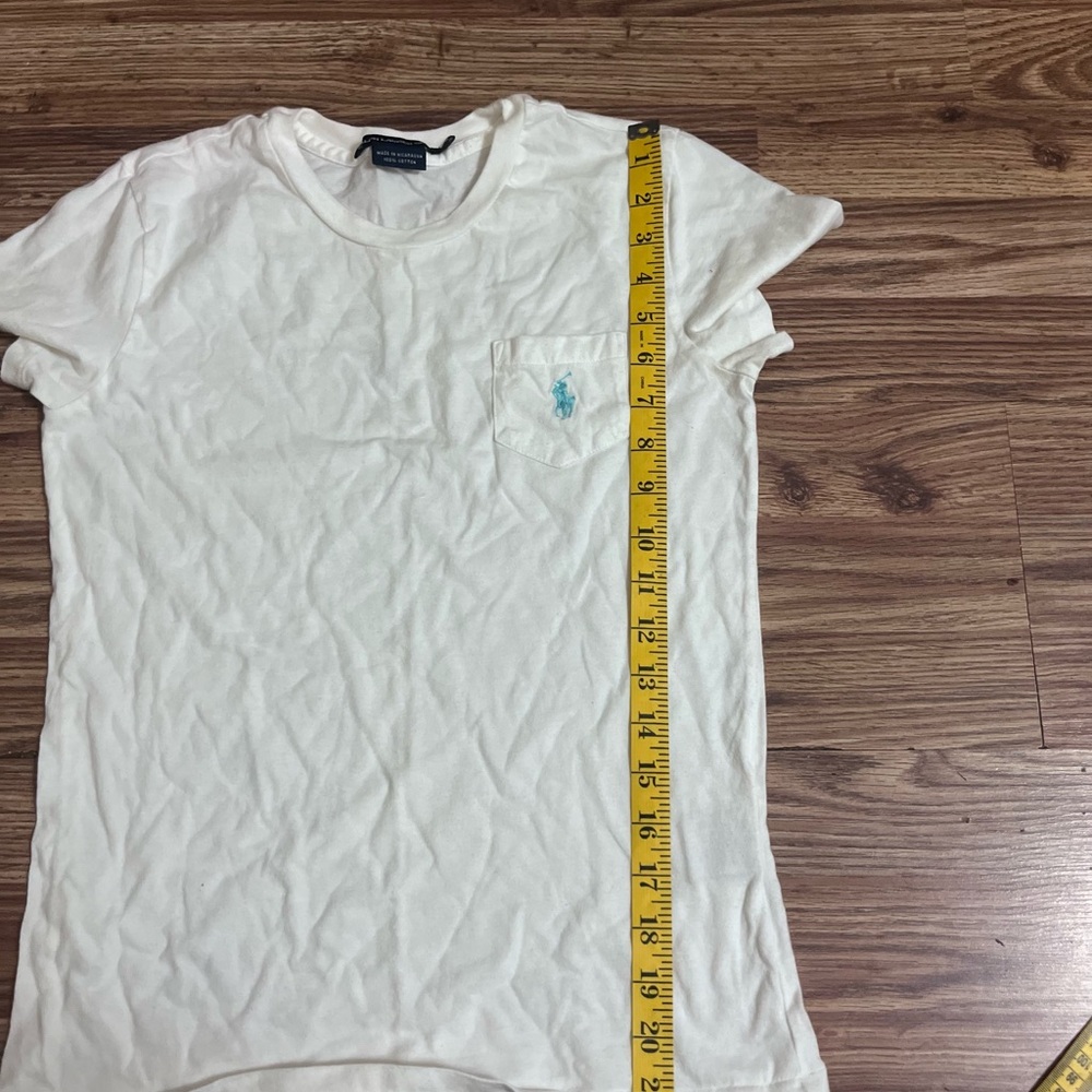 Ralph Lauren White Pocket Crewneck Tee with Light Blue Pony - Picture 6 of 6